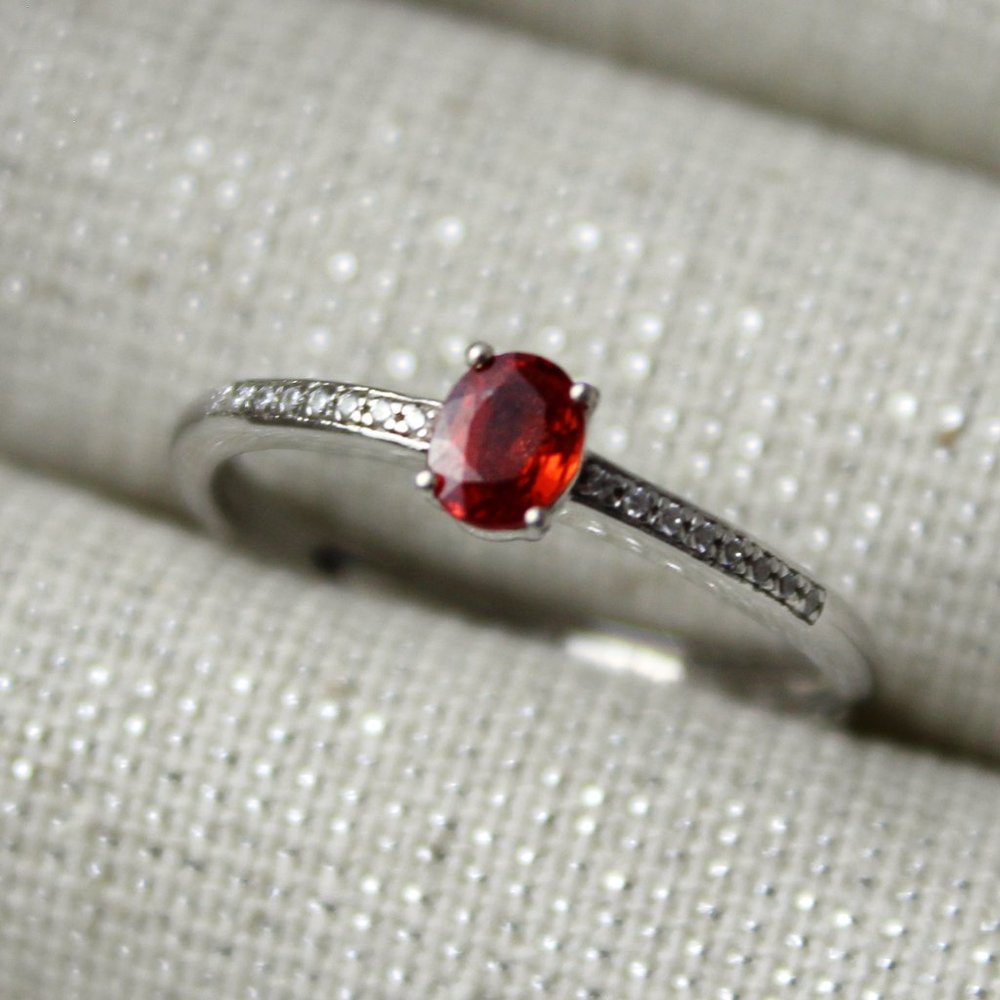 Minimalist Red Sapphire Gem Stone Birthstone Ring